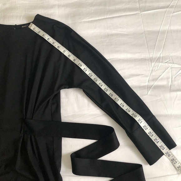 Massimo Dutti Long Black Dolman Sleeve Dress with Waist Ties - Picture 10 of 10